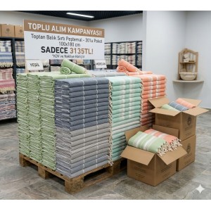 Toptan Balık Sırtı Peştemal 100x180 cm 30'lu Paket